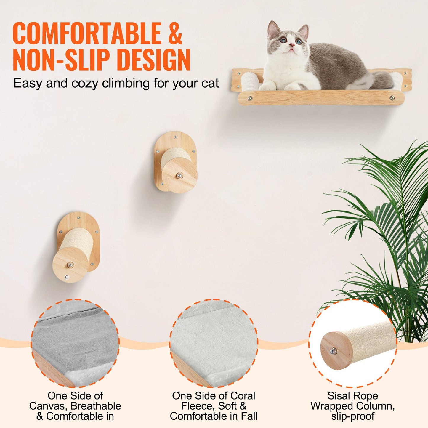 Estantes de Pared para Gatos - Set Completo con Hamaca y Postes