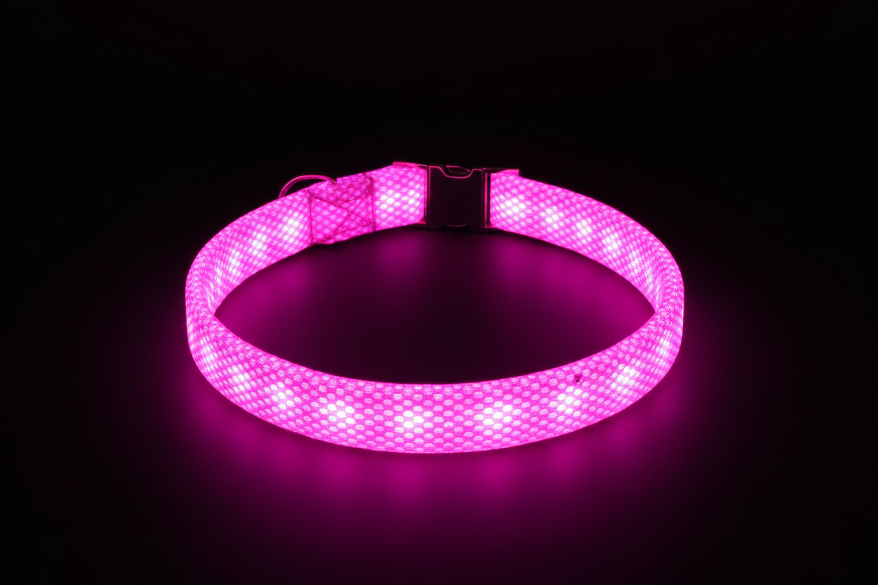 Collar LED en fondo oscuro