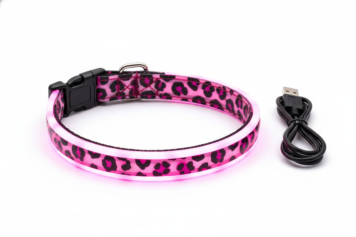 Collar LED leopardo con cable
