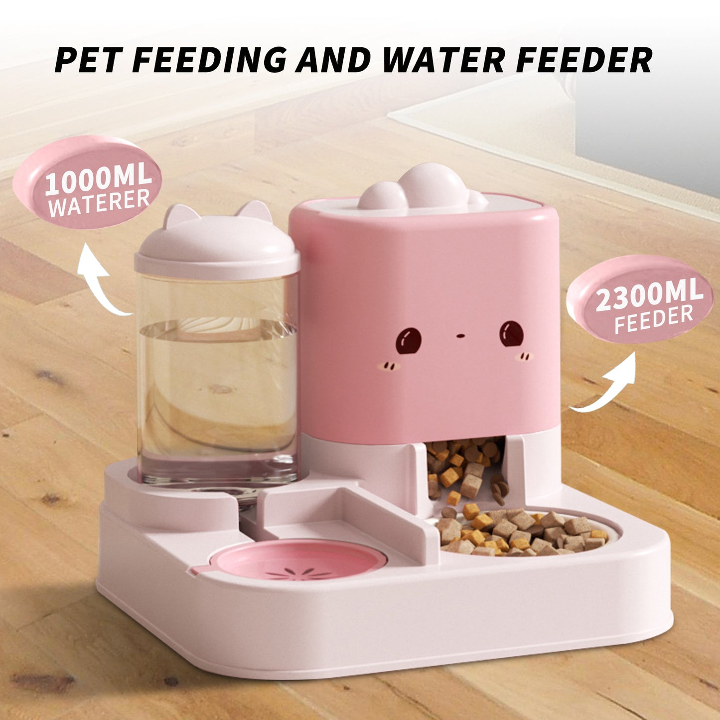 Comedero Doble para Gatos - Diseño Nube con Orejas Kawaii